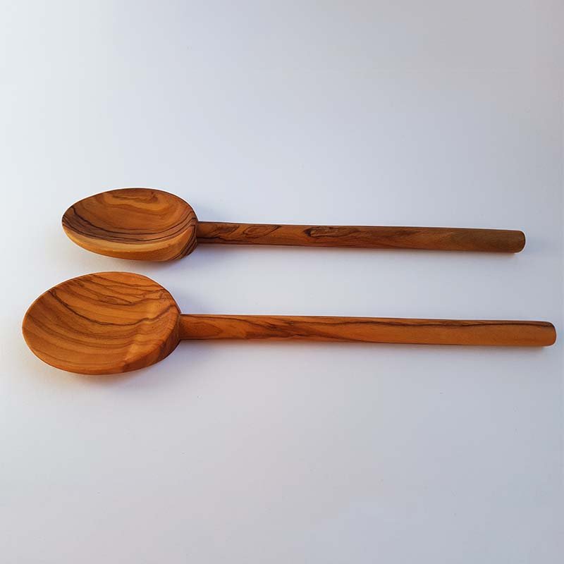 Meidiya Wooden Spoons for Eating,Solid Wood Curved Handle Large